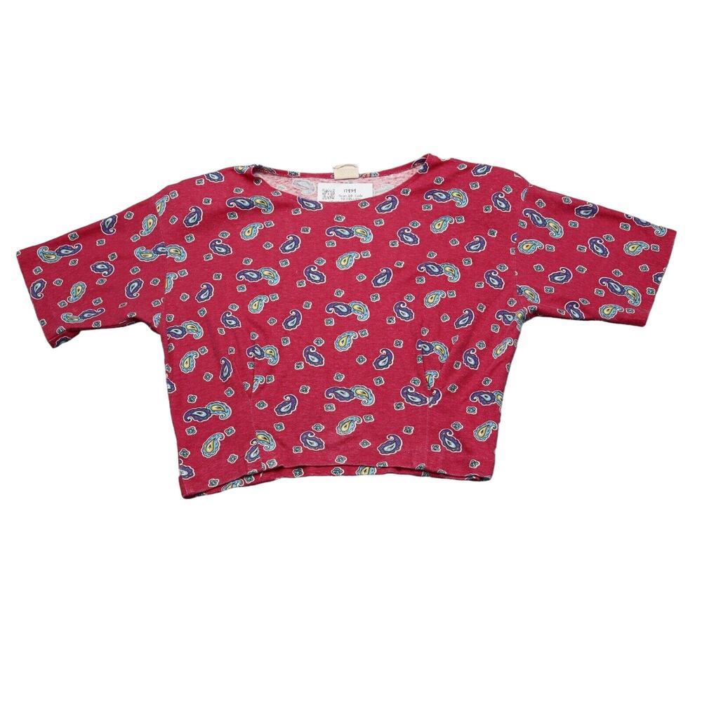 SOSTANZA Shirt Womens M Red Contemporary Apparel Short Sleeve Crop Top